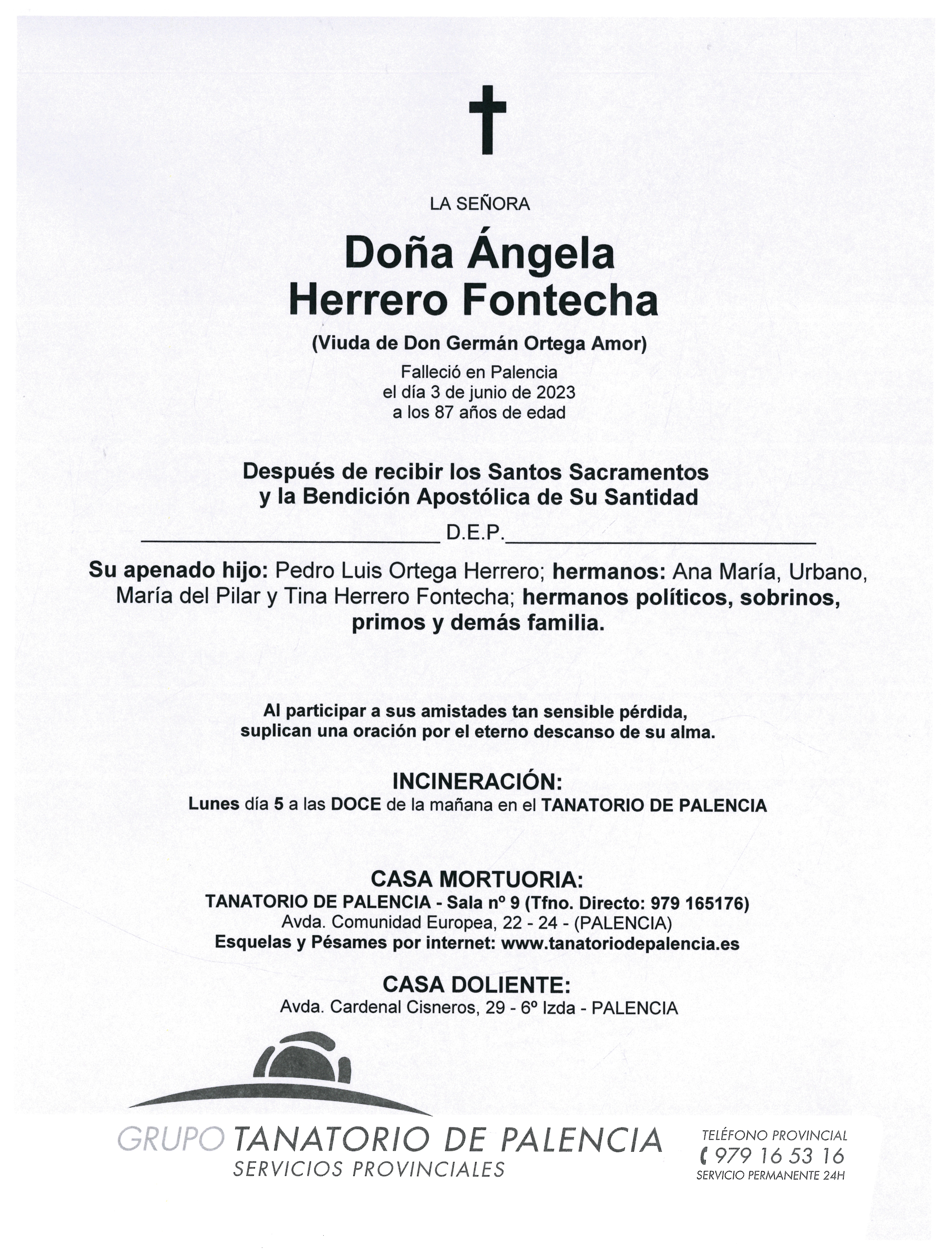 LA SEÑORA DOÑA ÁNGELA HERRERO FONTECHA